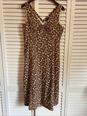 Boden Brown Floral V-Neck Midi Dress